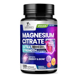 Citrato De Magnesio 120 Cápsulas | Alta Absorción | Suplemento Natural Muscular, Nervioso y Digestivo | Sin Sabor