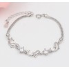Women Sterling Silver Bracelet Dolphin Link Cubic Zirconia Crystal Gift