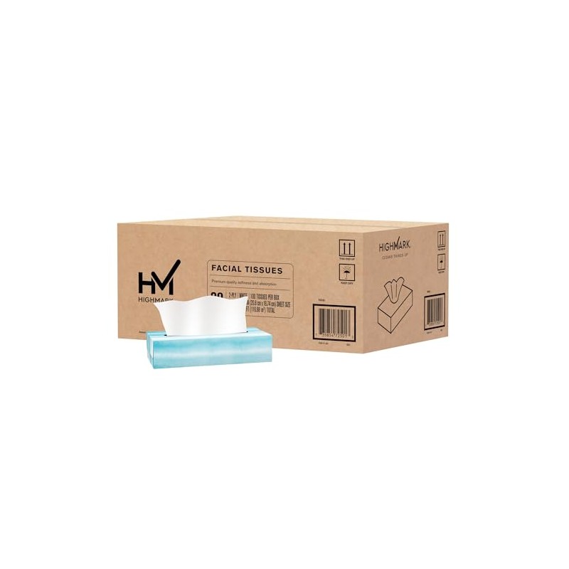 Highmark® 2-Ply Facial Tissue, Flat Box, White, 100 Tissues Per