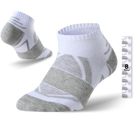 Begrily 8 Pack Mens Cotton Ankle Socks Low Cut Cushioned Non Slip Arch Support Running Sock Comfort for Casual Athletic