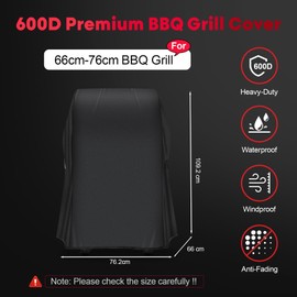 Sonharlar BBQ Cover 76 CM 7105 Grill Barbecue Cover for Weber Spirit 210 Gas Grill Heavy Duty & Waterproof, PU Cover for Weber Spirit E-210 Grill with Side Trays Fold Down (76 L x 66 W x 109 H cm)