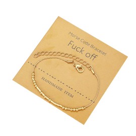 Morse Code Bracelets for Women Friendship Inspirational Graduation Gold Matching Long Distance Touch Inspirational Unique Birthday Valentine'S Day Gift Jewelry Fuk off