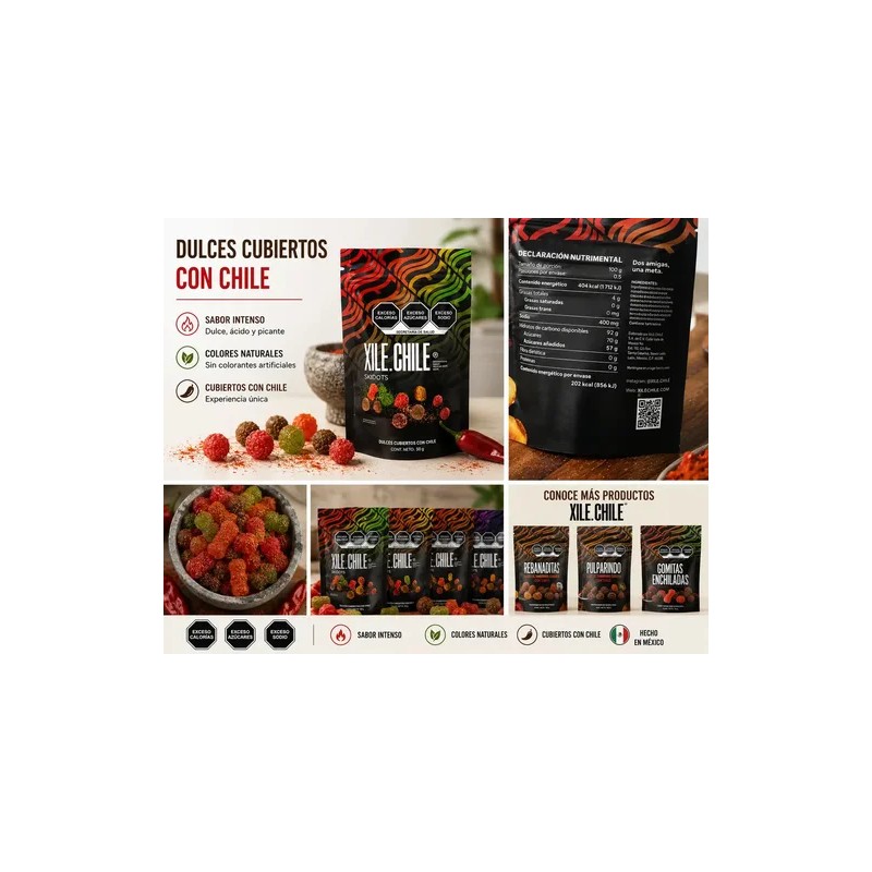 Xile Chile Dulces Picositos Skidots Enchilados Bolsa 50g