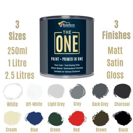 THE ONE Paint & Primer: Most Durable All-in-One Furniture Paint, Cabinet Paint, Front Door Paint, Craft Paint, Bathroom, Kitchen - Interior & Exterior (White, Matte, 2.5 Liter)