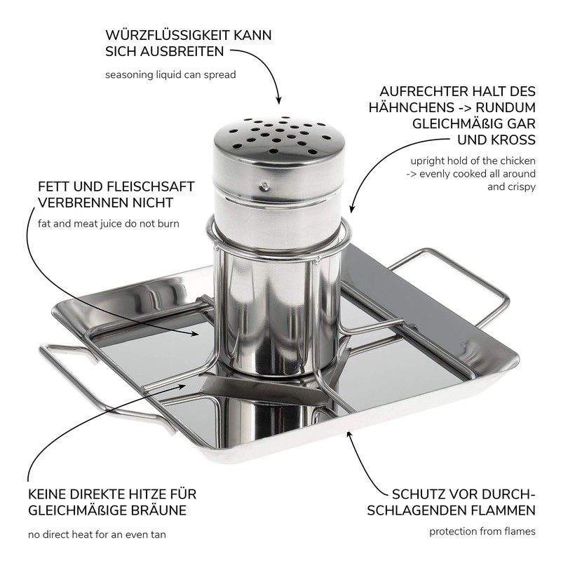 bremermann Chicken Roaster with Aroma Container Stainless Steel Approx. 24.5