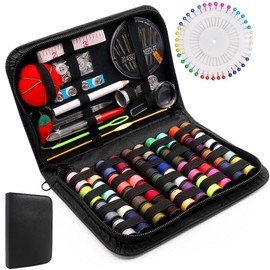 Sewing Thread Kit - 129 Premium Professional Sewing Kit with Case, Travel Sewing Set with Scissors, Threads, Needles Etc for Beginner, Traveller, Adults, DIY and Emergency Use