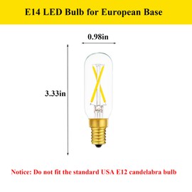SHUWDKAR E14 Light Bulb 25 Watt Equivalent Warm White 2700K, LED 2W European E14 Candelabra Bulbs, Clear Glass, 6 Pack
