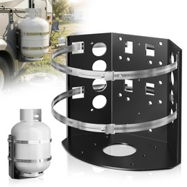 HEIWUKONG 20LB Propane Tank Mounting Bracket Heavy Duty, Propane Tank Holder with Dual Stainless Steel Straps & Rubber Inserts, for RV Trailer Truck Camper Boat Overland