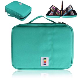 AYVANBER Coloured Pencil Case Max 220 Compartments Pencil Case Large Capacity Nylon Pen Bag with Zip Organiser for Watercolour Pencils with Practical Case for Students Adults Artists, Green, Suitcase