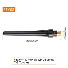 sourcing map 5pcs TIG Back Cap 57Y02 Fit Welding Torch WP-17, WP-18, WP-26 Long Back Cap for TIG Torch Part Accessory Replacement Part