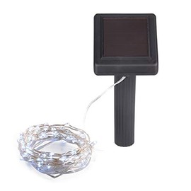 Solar Powered String Lights, 100 LED Copper Wire Lights, Waterproof Starry String Lights, Indoor/Outdoor Solar Decoration Lights For Gardens, Patios, Homes, Parties: 20 ft, Platinum