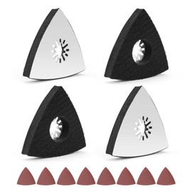 Set of 4 Triangle Sanding Discs PARFCO Multitool Sanding Plate 80 mm with 8 Sandpaper Triangle Sanders for Wood, Metal, Hard Plastic, Plaster, Sanding, Rust Removal