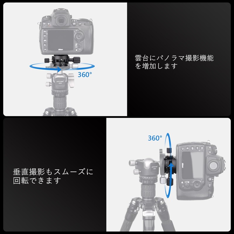 ARTCISE 360° Panoramic Pan Base Clamp, Aluminum Alloy, Arca Switzerland,