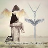 LWXIE Diamond Angel Wings Sword Necklace 925 Sterling Silver Angel