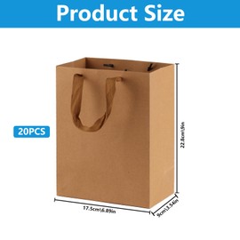 Zxglxinyao 20 Pcs Kraft Paper Gift Bags with Handles – Brown Retail Bags for Small Business, Party Favors & Merchandise