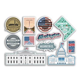 A5 Sticker Sheet Washington DC Vinyl Stickers - America USA Capital White House Holiday Travel #78498