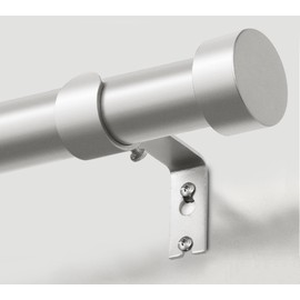 KAMANINA Silver Curtain Rods 32 to 144 Inch (2.6-12 Feet), 1 Inch Heavy Duty Window Curtain Rod, Modern Adjustable Drapery Rods with End Cap (32"-144")