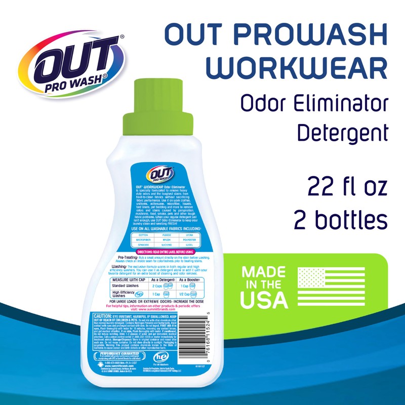 OUT ProWash Workwear Stain Remover Laundry Detergent and Odor Eliminator,