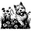 'Westie Dog with Flowers' Rubber Stamp - Unmounted Design for