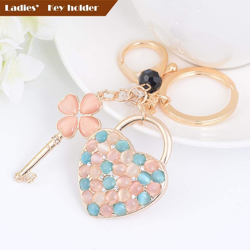 Rigral Heart Key Holder, Bag Charm, Key Ring, Quatrefoil Clover,