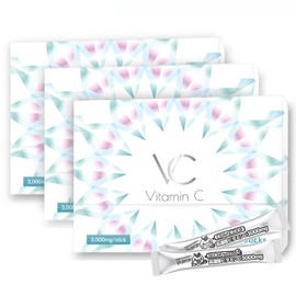 High Concentration of Vitamin C, 3,000 mg, Made in England, 96% Supplement, Powder, Stick, VC, 30 Packs (Pack of 3)