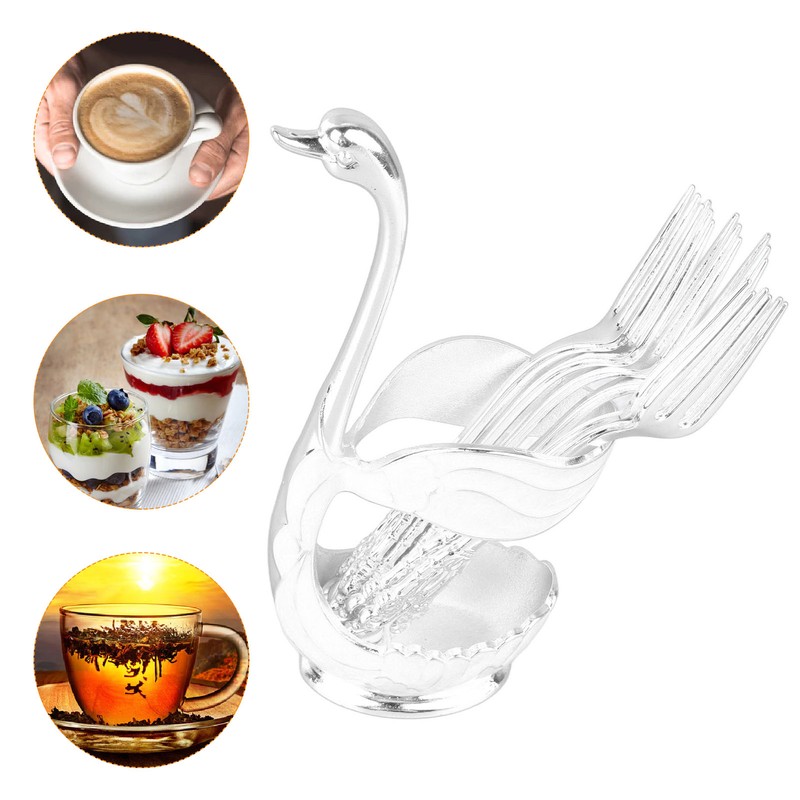 Coffee Spoon Holder Elegant Swan Shaped Alloy Mirror Polish Rich