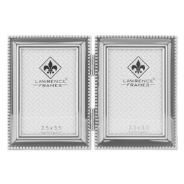 Lawrence Frames Bead Border Design, 2.5x3.5 Double, Silver