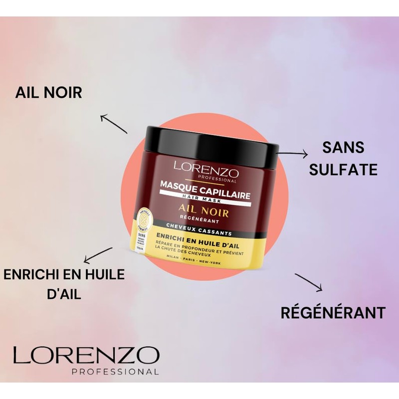 Hair Mask with Black Garlic (Brittle Hair) 500 ml Lorenzo