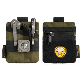 VIPERADE VE13 Mini EDC Pouch, Small EDC Organiser Bag with 3 Pockets, Mini EDC Tool Bag with Velcro Area, Mini EDC Bag, Small Multitool Organiser, Backpack, Additional Bag, Green