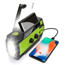 ONE STEP Disaster Prevention Radio, Multi-functional, Portable Radio, 4,000 mAh, Smartphone Charging, USB Charging, Large Capacity, Solar Charging, Hand Crank Charging, Disaster Prevention Goods,