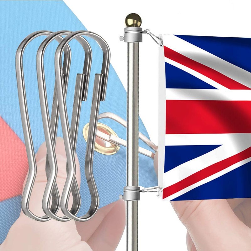 Rybtd 50PCS Flag Pole Clips 50MM Metal Lanyard Snap Spring