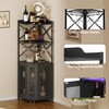 JKsmart Corner Bar Cabinet with LED Lights, 5-Tier Industrial Wine