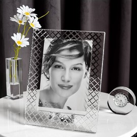 kitCom Crystal Diamond 5x7 Frame, Luxury Diamond Crystal Craft, Crystal Standing Photo Frame (Frame Size 7.48" x 9.44")