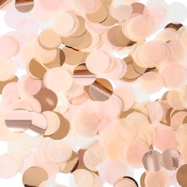 Andiker Rose Gold Paper Confetti, 50g Round Table Confetti Sprinkle 1 inch Foil Glitter Paper Dots for Balloons Baby Shower Anniversary Party Decoration