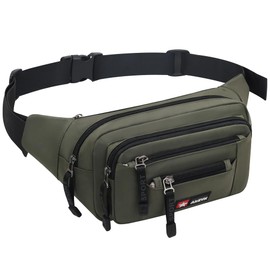 AirZyx Bumbag Fanny Pack for Women Men Waterproof Waist Pack Plus Size with 6 Zipped Pockets Bum Waist Bag for Dog Walking Climbing Hiking Travel Outdoor Sport Black