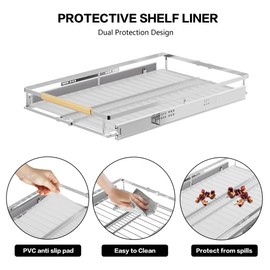 MIYUPTC Expandable Pull Out Cabinet Drawer, Slide Out Shelves Heavy Duty Metal, Kitchen Pantry Under Sink Storage Roll Out Drawer for Pots, Pans, 22.4''Deep(3 Pack)