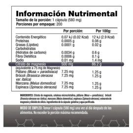 Citrato de Magnesio 200 Cápsulas de 500 mg | Citramag | Salud&Vida