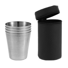 equlup Outdoor Metal Cups, Stainless Steel Drinking Cups, Stackable Portable Glasses with Case, Multifunctional Travel Water Cups for Camping, Hiking
