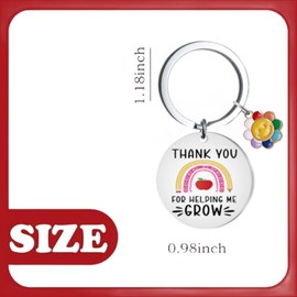 Teacher Appreciation Gifts, Inspirational Smiling flowers teacher keychain Key Chain,Thank you for helping me grow,Christmas Teacher’s Day Thanksgiving Day Gifts for Teacher.