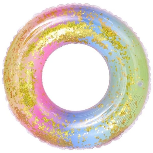 Eidyer Transparent Floating Ring Rainbow Sequins Swim Ring, Durable Inflatable