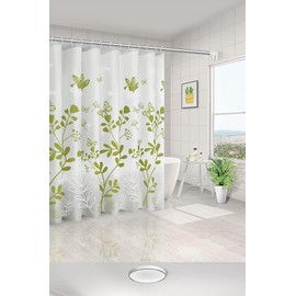 Aimisin Shower Curtain Liners, 47.24'' W x 70.86'' H, PEVA Frosted Waterproof Bathroom Curtain Liners with Metal Grommets and 8 Plastic Hooks, White Flowers Design