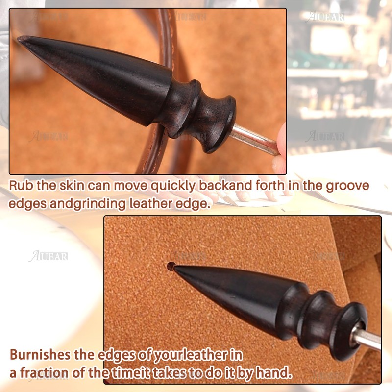 AUEAR, 2 Pack Leather Burnished Bits for Rotary Burnisher Tools