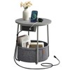 VASAGLE VASAGLE Side Table with Charging Station, Round End Table
