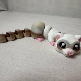 3D Articulating Ferret Decorative Figurine with Magnets - Color: Cappuccino