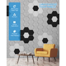 Soundproof Wall Panels Self-Adhesive Acoustic Panels Sound Absorbing High Density Sound Proof Foam Panels, Acoustic Foam Panels for Wall Decor Home,Office,Reccording Room,Studio 12" X 10" X 0.4"