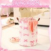 CroBlissful 2 Pcs Coquette Pink Bow Laundry Basket Coquette Storage