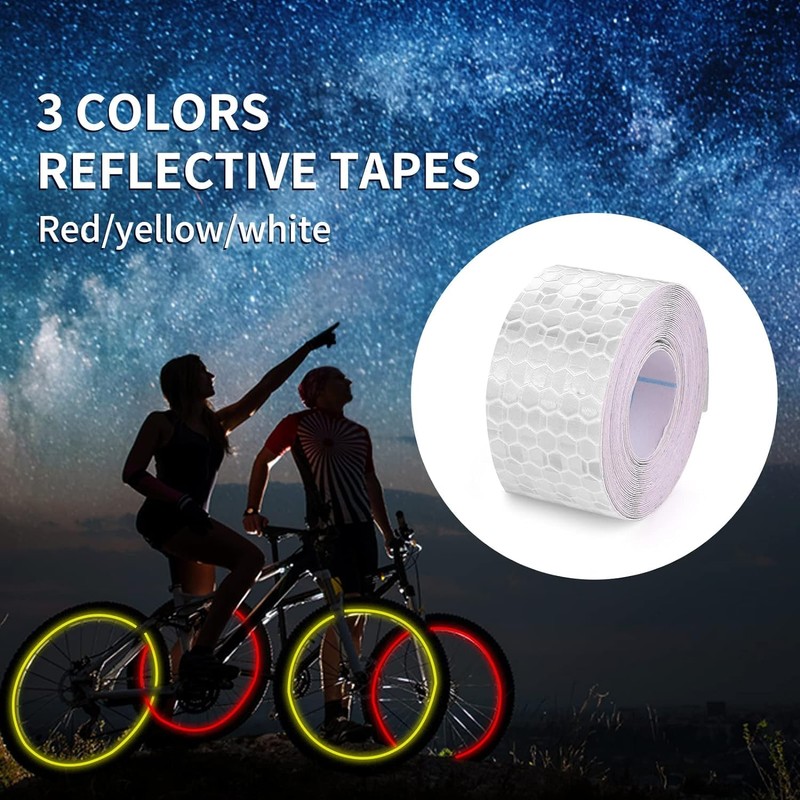 WENFUMUSIC 3 Rolls Reflective Tape Reflective Warning Tape Outdoor Waterproof