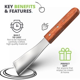 Oliver's Kitchen ® Ice Cream Scoop & Spade - Create 'Instagram-Worthy' Desserts at Home! Premium Quality Ice Cream Scooper with Stylish, Ergonomic Wooden Handle