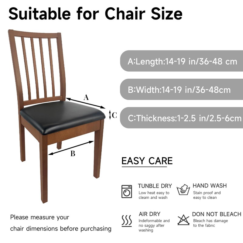 WENZMOC PU Leather Seat Covers for Dining Chairs, 6 Pack