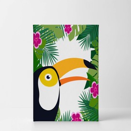 Smile Art Design Tropical Animal Cute Toucan Wall Decor Palm Frame CANVAS PRINT Kids Room Decor Wall Art Baby Room Decor Nursery Decor Ready to Hang Made in the USA- 17x11